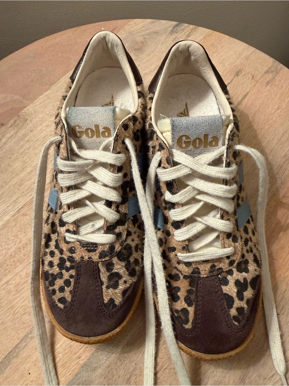 Gola Elan Leopard Print Low-Top Womens Sneaker Light Blue stripe size 6 - Picture 2 of 9